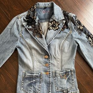 Bebe denim & lace jacket size xsmall